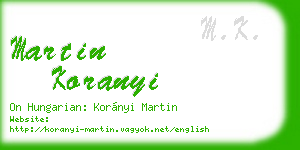 martin koranyi business card