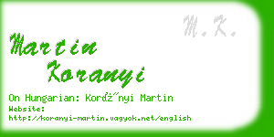 martin koranyi business card